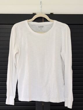 J. Crew White Long-Sleeve Crewneck Tee